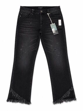 Liverpool Los Angeles | Black Distressed Fringe Hem Jeans | Size 28W / 6  | NWT